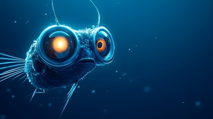 Poster - Captivating Closeup of a Metallic Reflective Deep Sea Hatchetfish with Remarkably Large Luminous Eyes Showcasing the Wonders of Underwater Marine Life