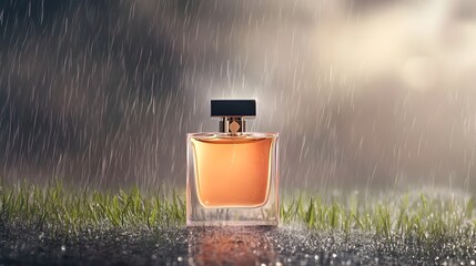 Fototapete - Captivating image of a luxury perfume bottle standing amidst a mystical atmosphere with mist rising from the ground and soft halo like lighting creating an enchanting ethereal scene