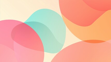 Poster - colorful abstract shapes overlap creating a harmonious design with soft pastel tones on a light back