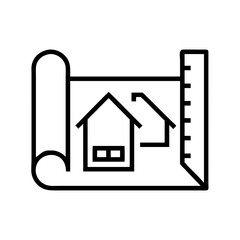 creative vector depiction of a rolledout house floor plan blueprint design
