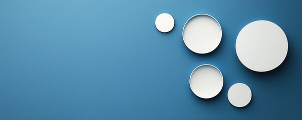 Poster - Modern abstract design featuring three white circles on a textured blue background