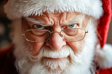 Poster - A close up of a man wearing a santa claus hat and glasses