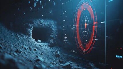 Aufkleber - Close up view of a ground penetrating radar display showing detailed underground structures and features used for infrastructure mapping geological subsurface detection