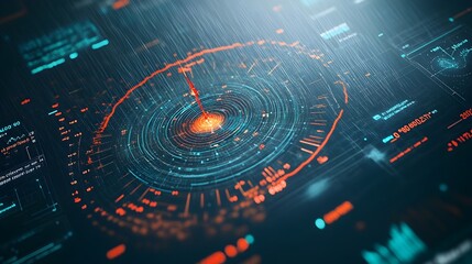 Leinwandbilder - Close up view of a high tech radar screen used in weather forecasting displaying detailed information about rain intensity and precipitation patterns for analytical purposes