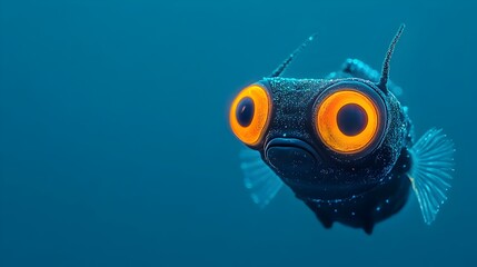 Poster - Closeup of a mesmerizing flashlight fish with its glowing patches of bioluminescence used for communication and signaling in the depths of the ocean