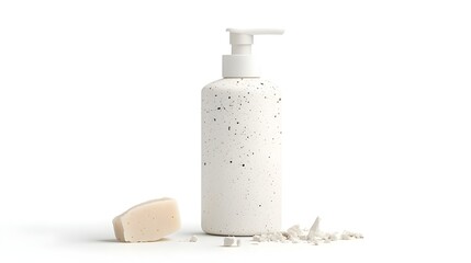Poster - Closeup view of a broken and damaged soap dispenser with cracked surface and jammed pump mechanism isolated on a plain white background  Concept of household appliance malfunction plumbing issue