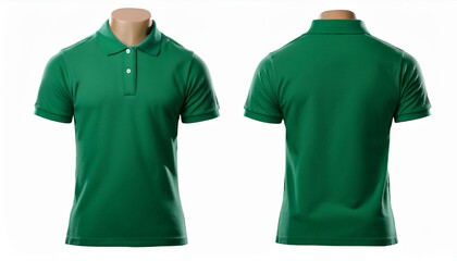 front and back green polo shirt mockup isolated cut out