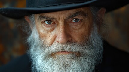 Poster - Intense Portrait of a Man with a Long White Beard