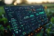 © Hyka - High-Tech Agricultural Monitoring Dashboard in a Field at Sunset