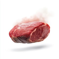 Flying roast beef, isolated on a white background, adding a fun and dynamic twist.