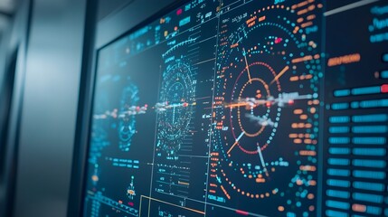 Fototapete - Detailed View of Airport Air Traffic Control Radar Tracking and Monitoring Multiple Aircrafts in Flight across the Airspace  Aviation Technology and Communication System for Aerospace Industry