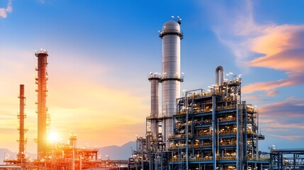 Aufkleber - Expansive and sophisticated petrochemical refinery facility showcasing the advanced industrial processing of various chemical compounds used in diverse industries