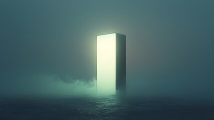 Aufkleber - Glowing Smartphone Enveloped in Swirling Mist   A modern digital device shrouded in an ethereal mysterious fog with a soft luminous glow emanating from its surface