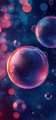 Close-up of two colorful spheres colliding in space with glowing bokeh background, showcasing abstract cosmic energy and vibrant light interaction