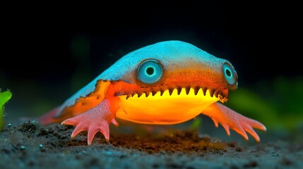 Poster - Mesmerizing Close up Portrait of a Cookiecutter Shark Revealing its Circular Mouth and Glowing Bioluminescent Belly   A Rare and Fascinating Deep Sea Predator