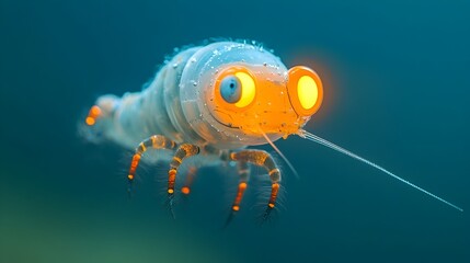 Aufkleber - Mesmerizing Macro Closeup of a Bioluminescent Amphipod Creature Revealing the Captivating Glow and Intricate Details of This Fascinating Marine Organism
