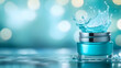 © sornram - A vibrant skincare cream jar splashes water, showcasing hydration. Perfect for beauty, health, and wellness themes.