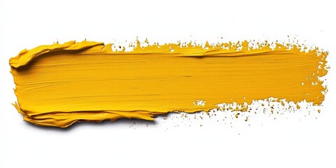 Poster - Yellow Paint Stroke Isolated on White Background