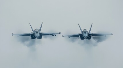 Poster - Powerful military jets performing high speed synchronized evasive maneuvers in the vast atmospheric sky  Captured in dynamic motion with a smooth transition between the jets  acrobatic movements