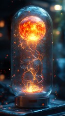 Wall Mural - glowing sphere of fire in a glass vessel