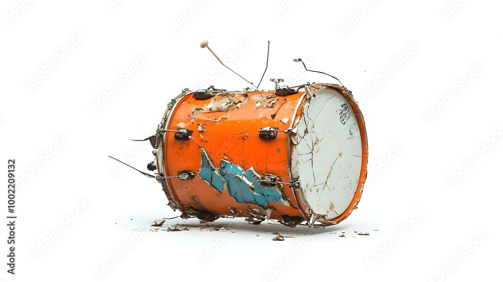 Musical Instruments With Rusted Parts Shattered fragments of a once whole musical instrument such as a ...