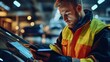 © Intania - A Man in a Safety Vest Examining Documents Inside a Vehicle