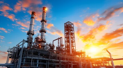 Poster - Sophisticated petrochemical production facility with advanced refining equipment
