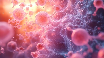 Wall Mural - microscopic cell structure: a close-up view of life