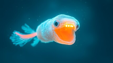 Poster - Striking close up of a captivating gulper eel showcasing its mesmerizing glowing tail elongated body and wide open mouth   a rare and fascinating deep sea creature that fascinates and inspires wonder