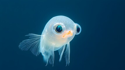 Poster - Stunning close up view of a barreleye fish revealing its transparent head that allows its upward facing eyes to be clearly visible