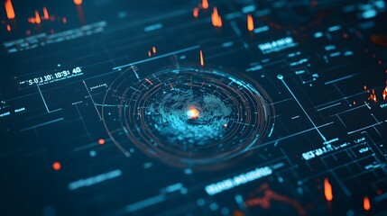 Aufkleber - view of a detailed seismic radar display showing patterns and data visualization from an earthquake detection and monitoring system