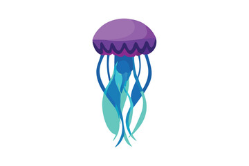 Cute Jelly Fish vector art illustration