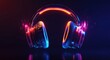 © Anton - Electro House Music Cover Album with Neon Glowing Headphones in Futuristic Style