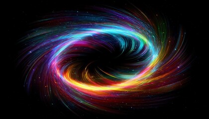 Poster - swirling colorful abstract particles futuristic visual effect overlay isolated on black background