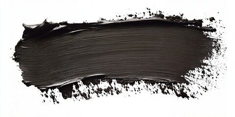 Poster - Black Acrylic Brush Stroke with Texture on Isolated White Background