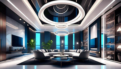 Wall Mural - Fusion of Modern and Abstract in Future Tech Lighting Design