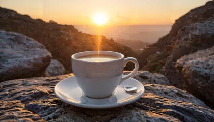 Wall Mural - Café au lever du soleil