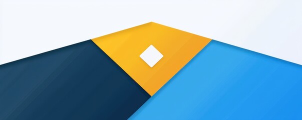 Poster - Abstract geometric flat design featuring blue, white, and yellow shapes with modern and minimalist aesthetics