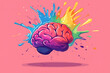 © Noufaldi - A colorful illustration of a brain with paint splashes, symbolizing creativity and thought.