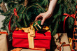 © Westend61 - Hand of woman holding gift box near Christmas tree