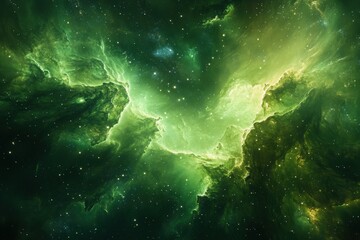 Wall Mural - green nebula. a stunning starry sky in abstract galaxy background
