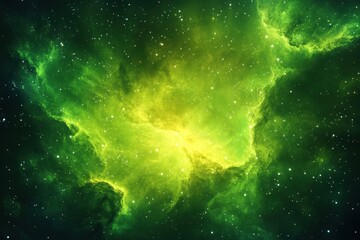 Wall Mural - green nebula. celestial view of bright starry night sky in abstract galaxy background