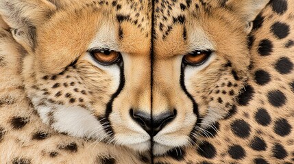 Wall Mural -   Close-up of a cheetah's face in front and behind it