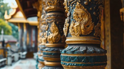 Wall Mural - The intricate carvings and golden details of the pagodas at Wat Phra That Doi Suthep, a must-visit temple in Chiang Mai.