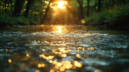 Poster - Sunset Reflections on a Forest Stream