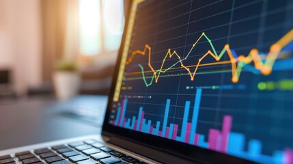 Poster - Steady Upward Trend Graph Displayed on Laptop Screen