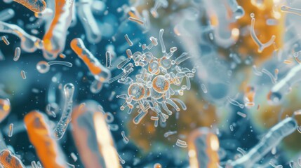 Poster - microbial activity under microscope view
