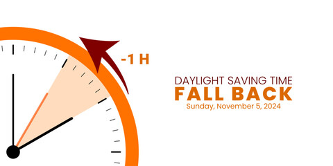 daylight saving time end. fall back, set clock back one hour. minimalist alarm clock design. vector 