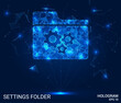 © newrossosh - Hologram settings folder. Settings folder made of polygons, triangles, dots, and lines. Low-poly settings folder structure of connections. Technology concept vector.