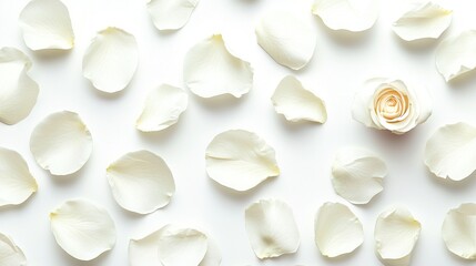 Canvas Print -   Close-up of a white flower on a white background with a larger rose in center, surrounded by smaller flowers